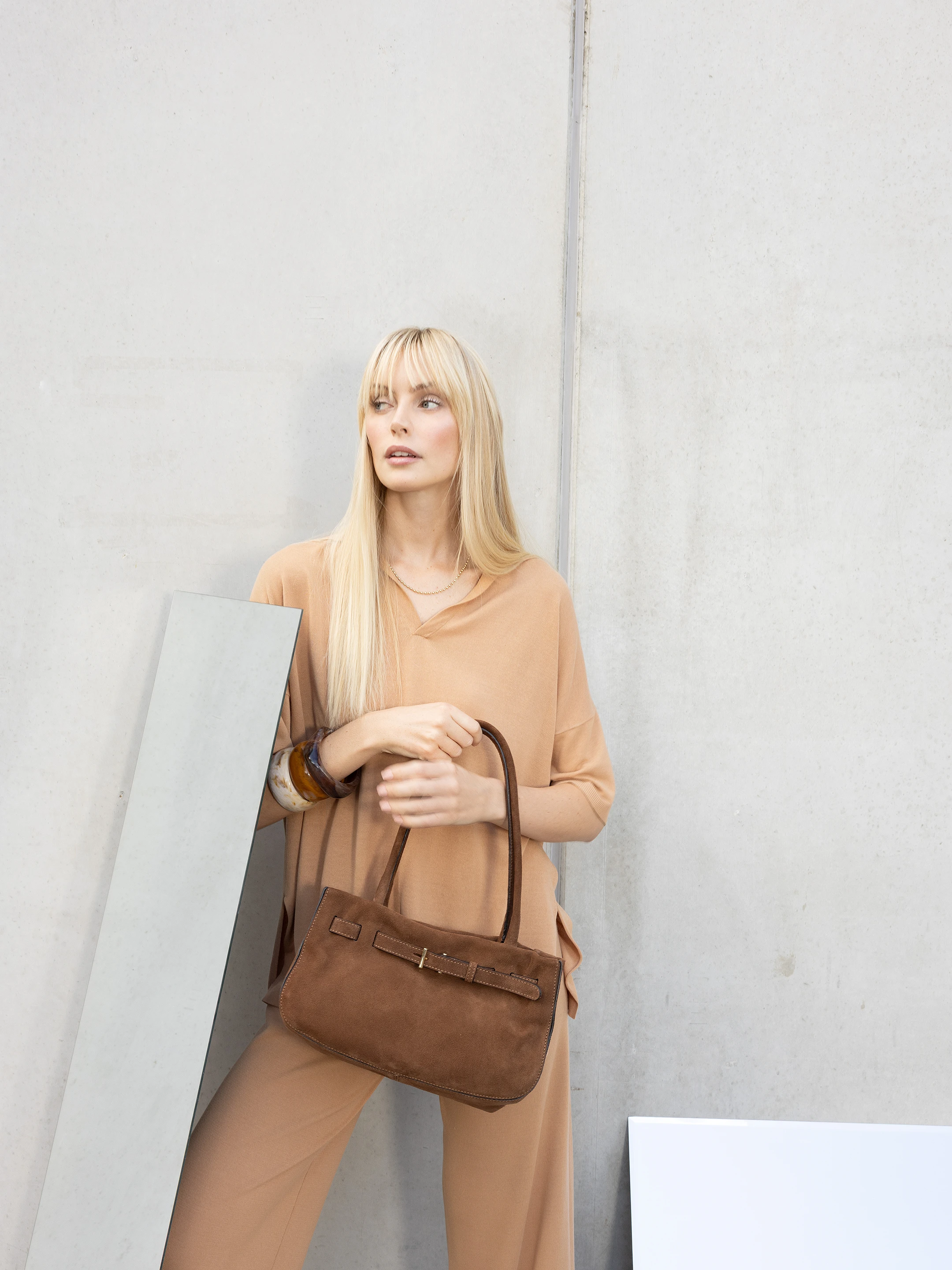 bolso de hombro JILL Piel Suede