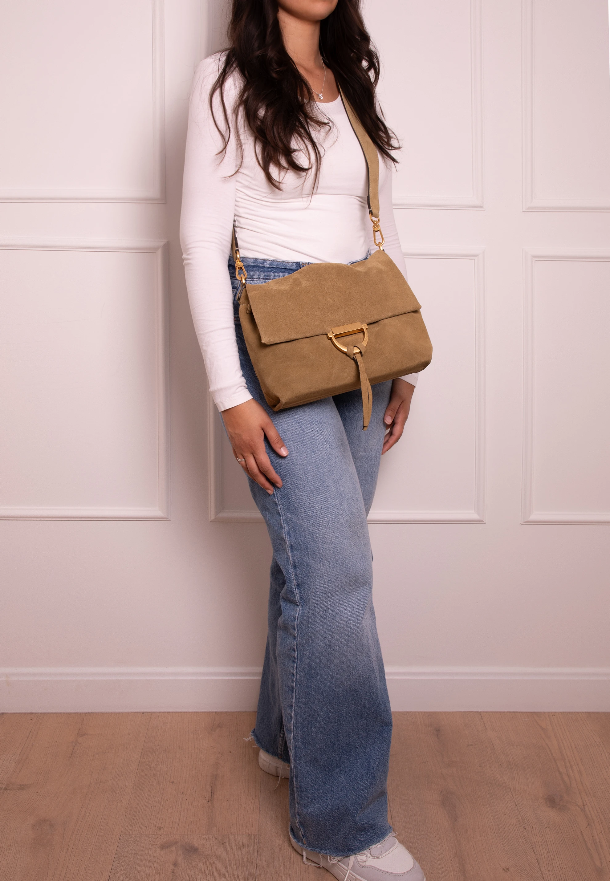 shoulder bag TEMI medium Leather Suede
