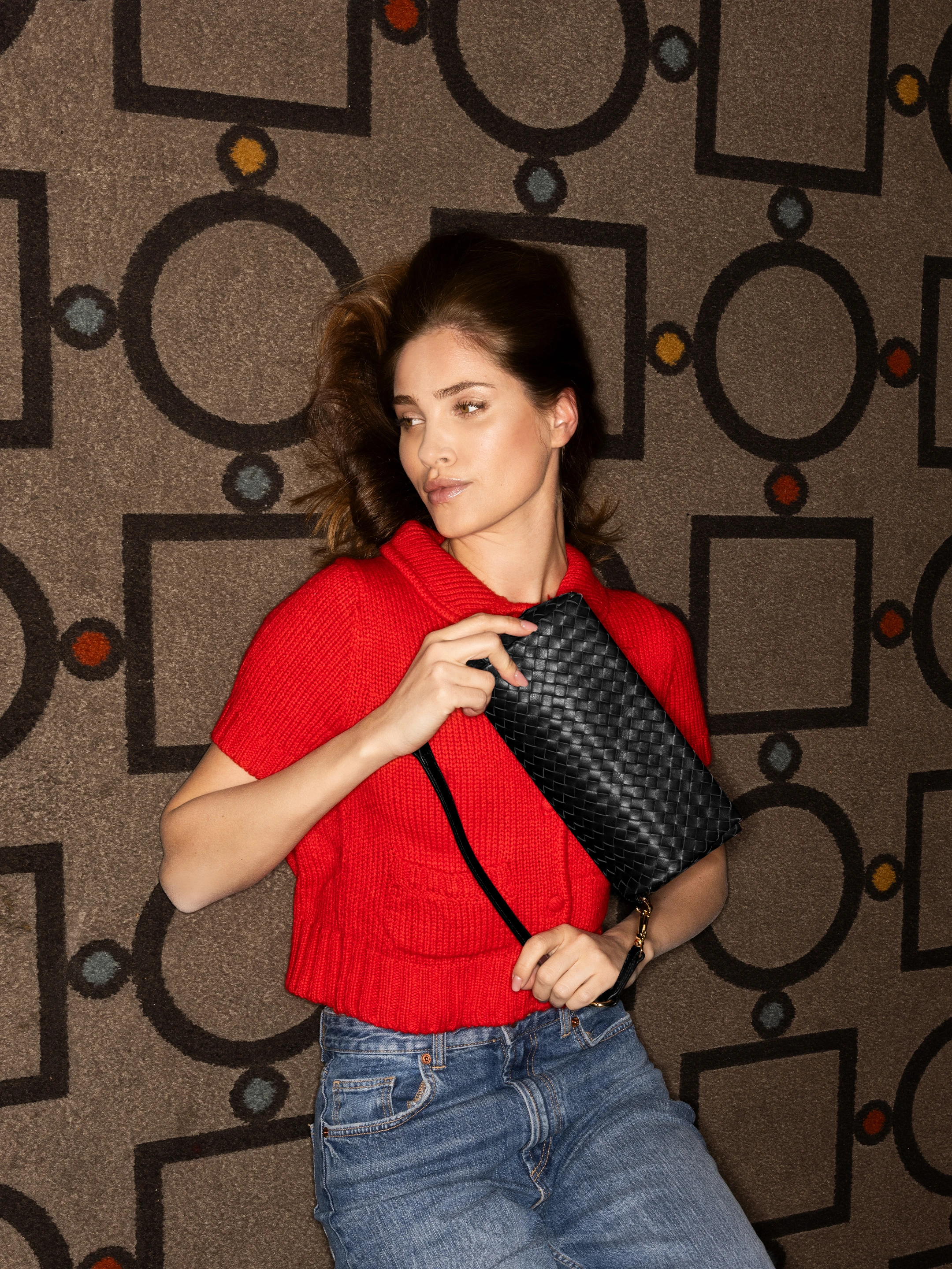 Schultertasche MILA Leder Piuma weaving