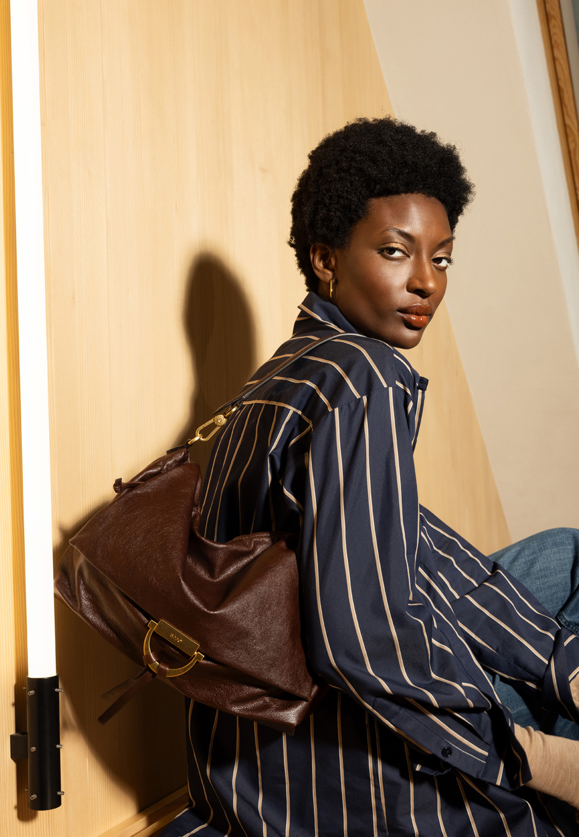shoulder bag TEMI medium Leather Athene Washed
