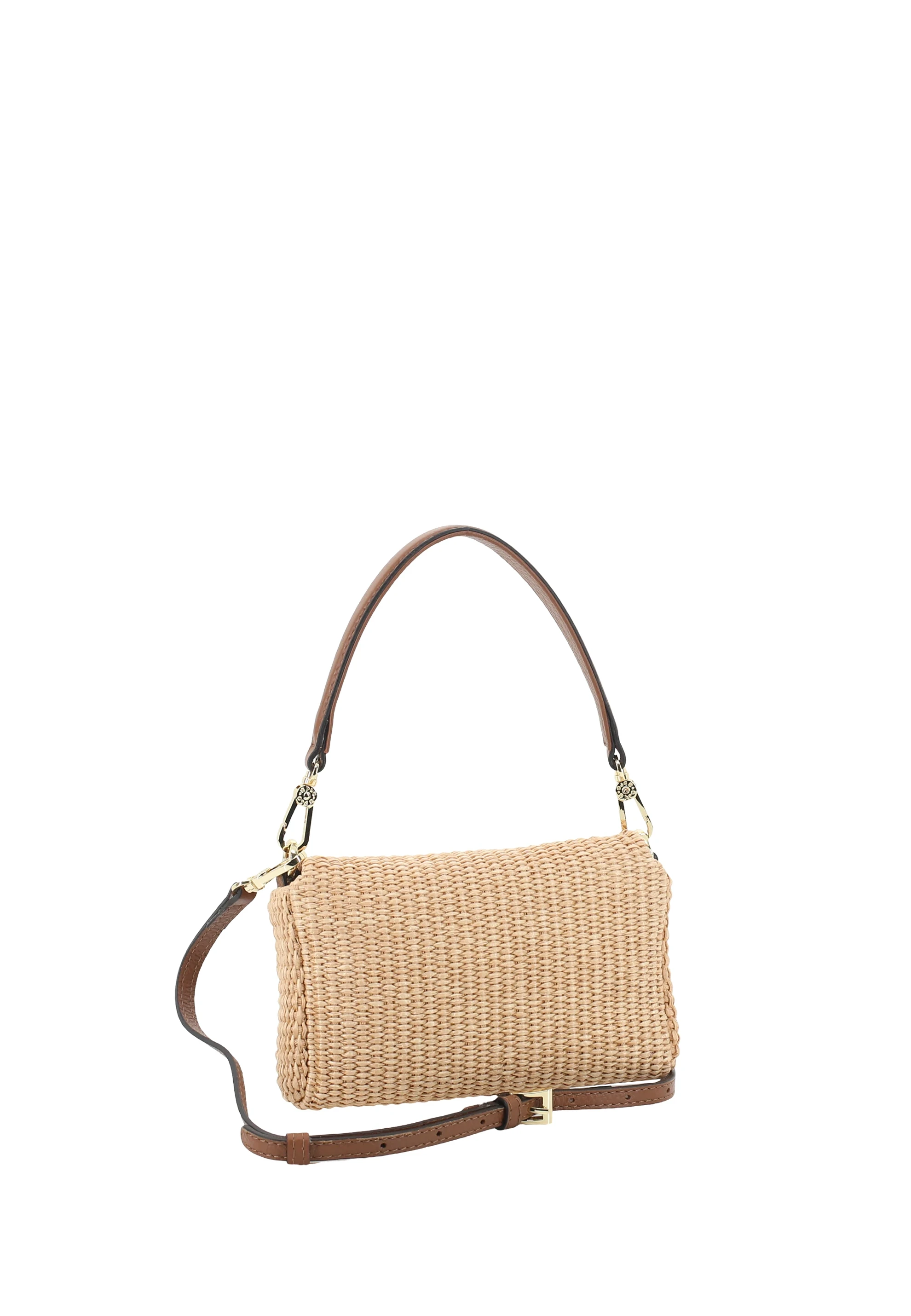 Schultertasche TEMI Leder Raffia