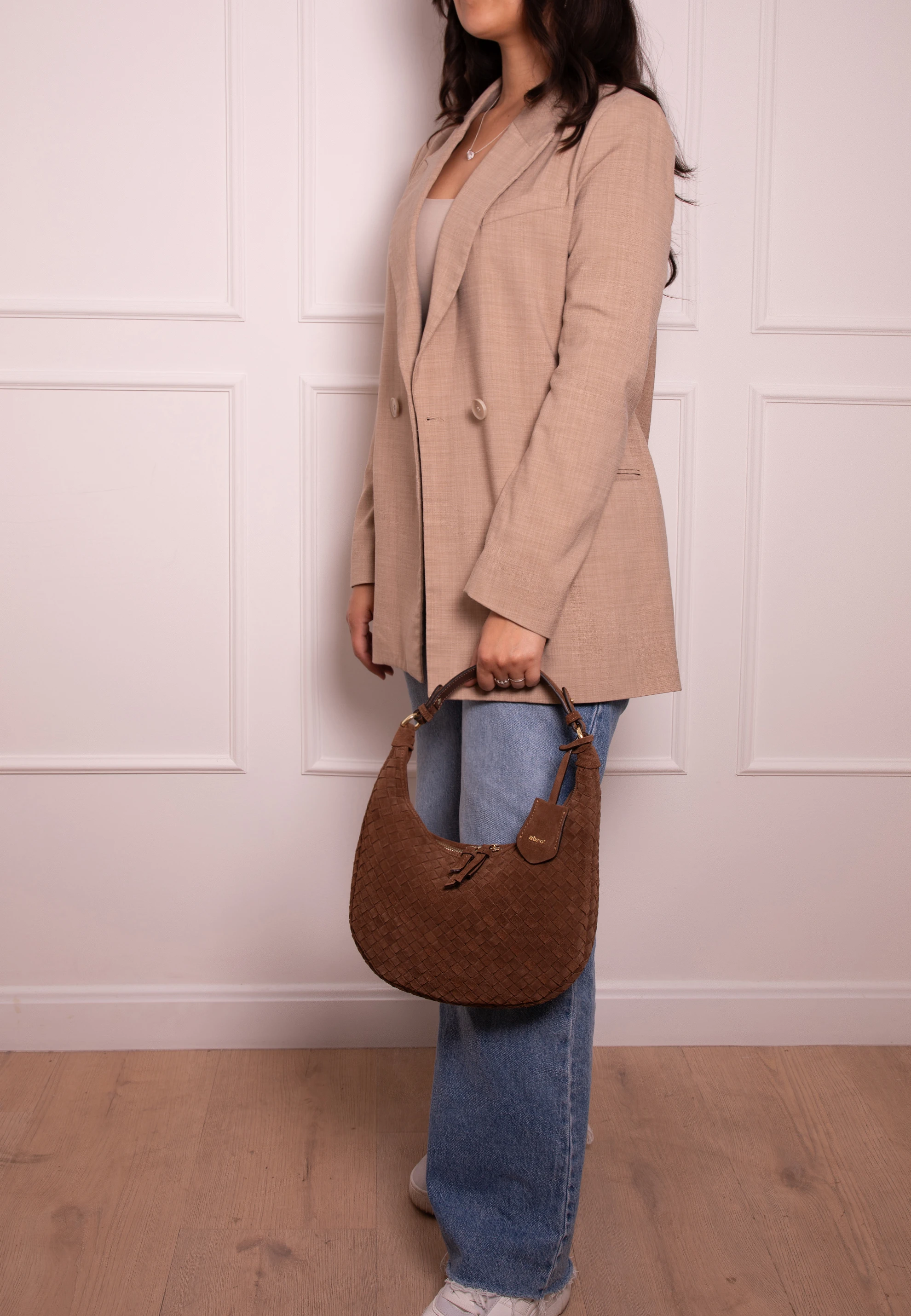 Beutel NANA mini Leder Suede weaving