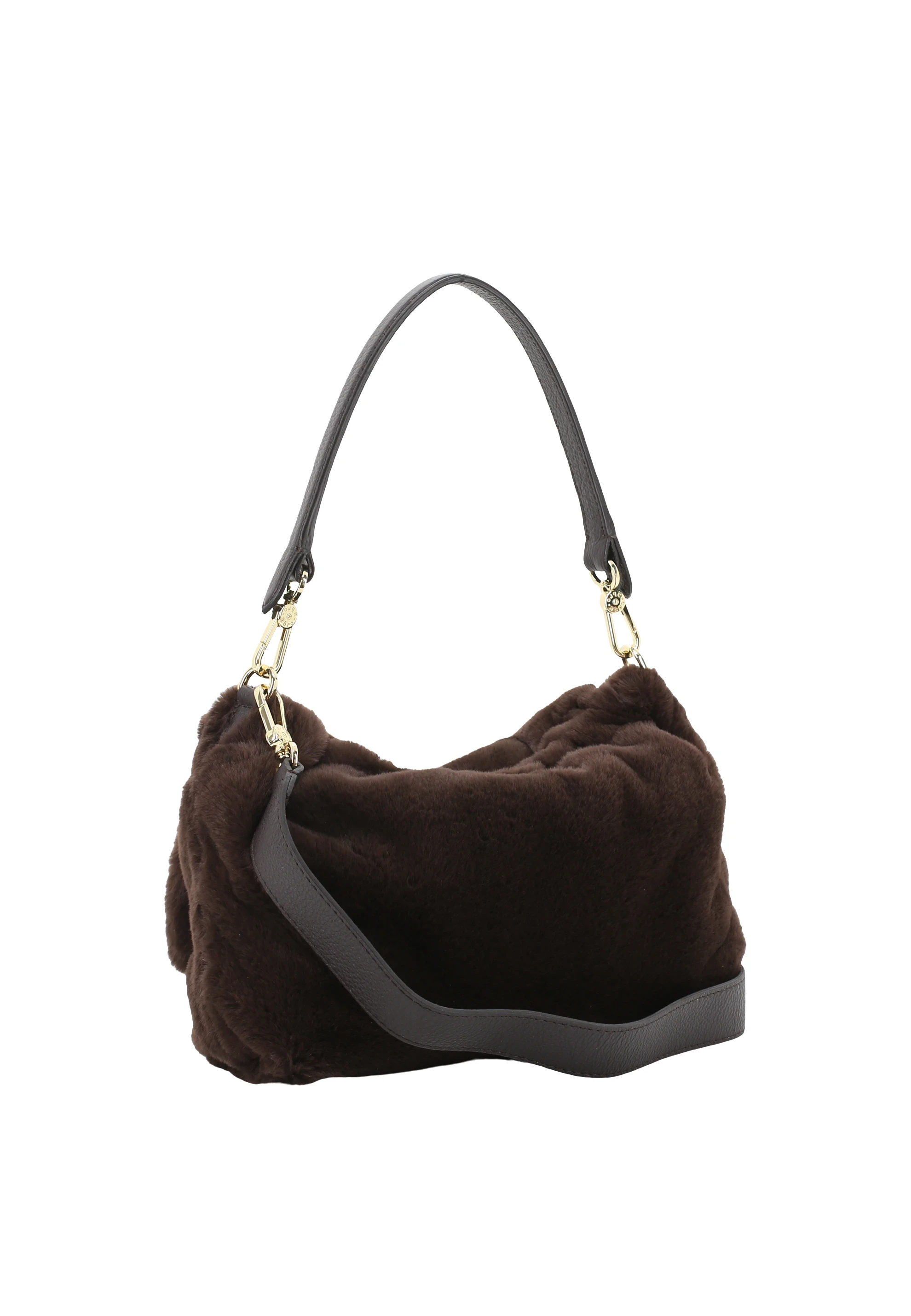 Schultertasche TEMI medium Leder Eco Fur