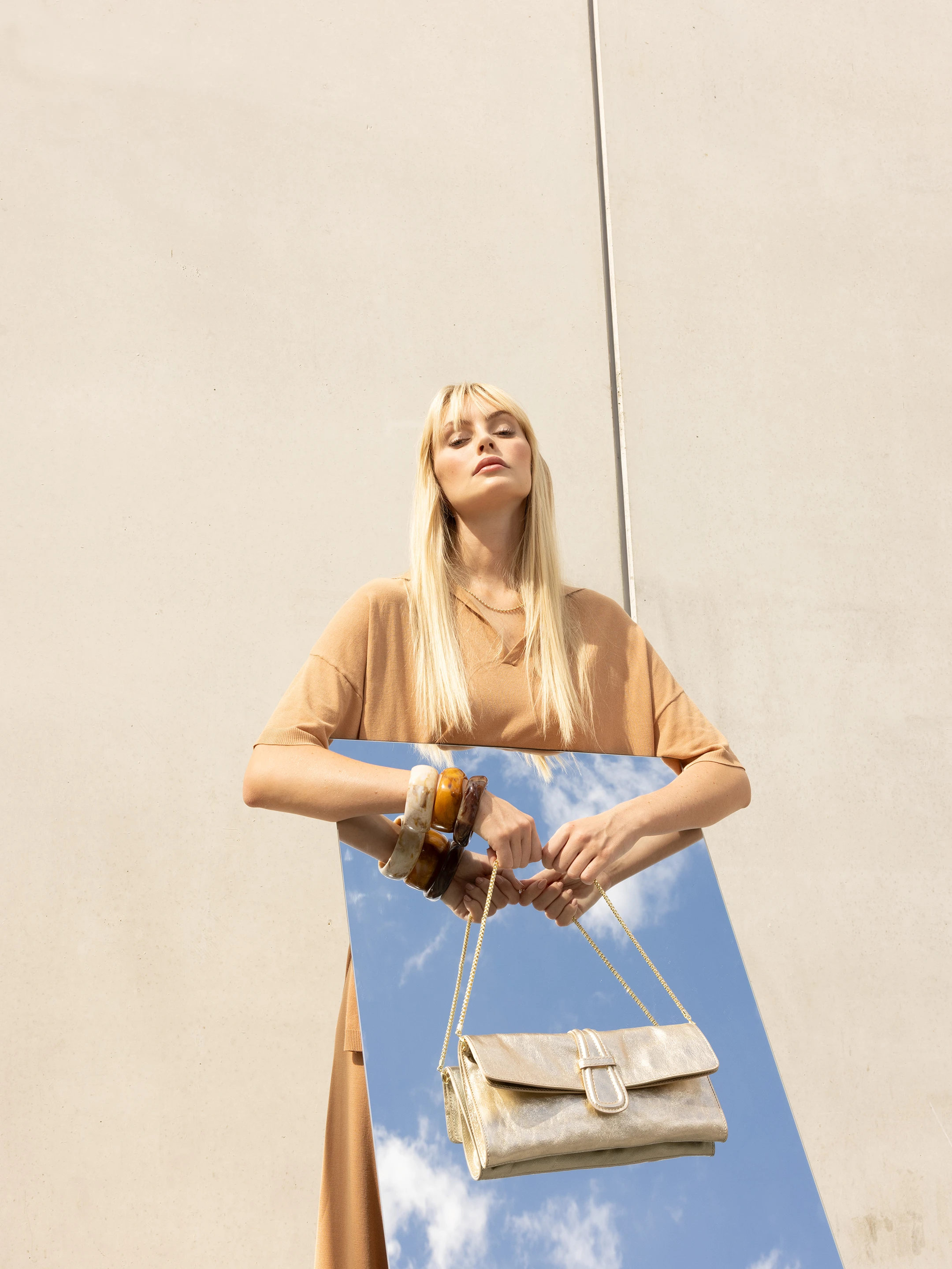 shoulder bag LUNA Leather Mimosa
