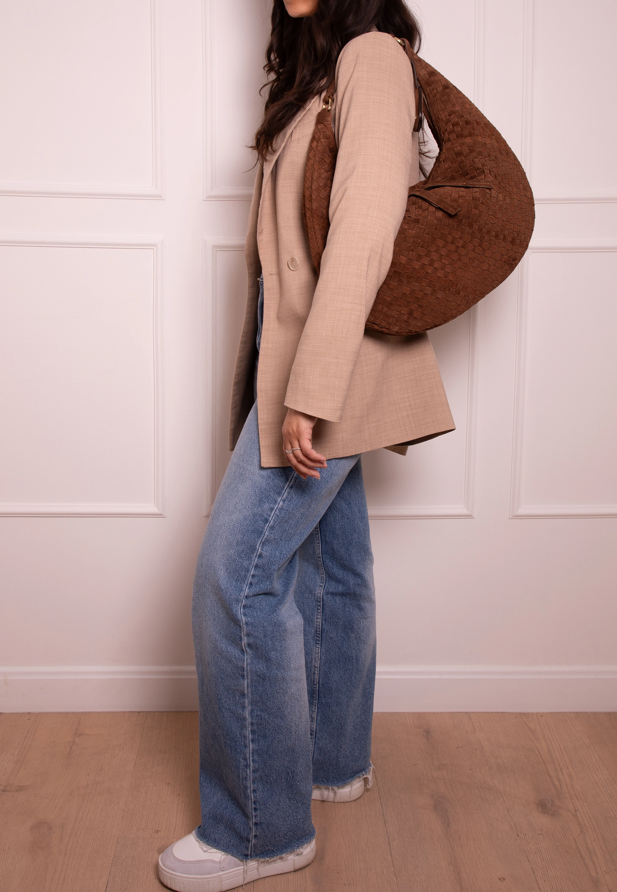 Beutel NANA  Leder Suede weaving