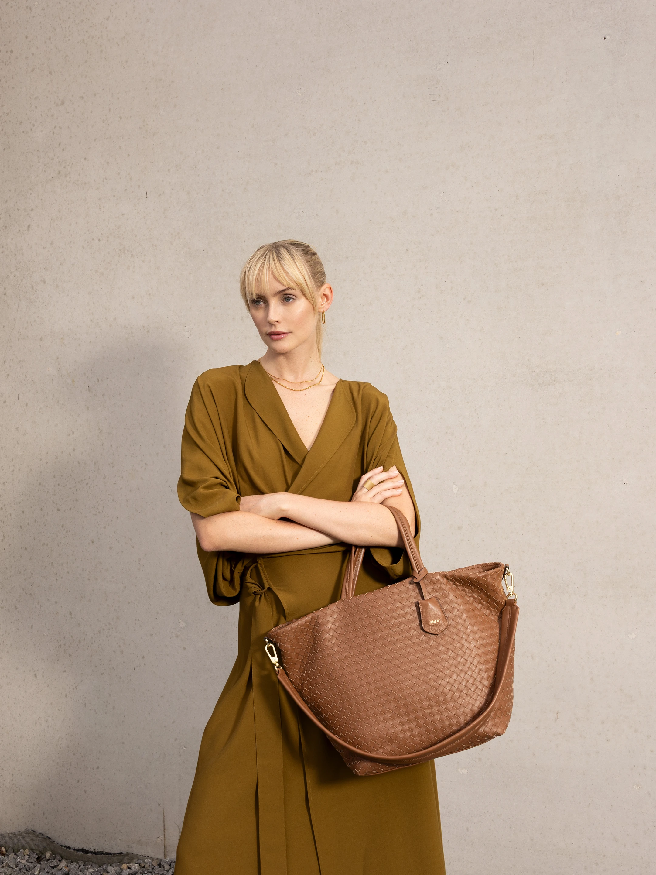 sac shopping ALBA Cuir Piuma Weaving