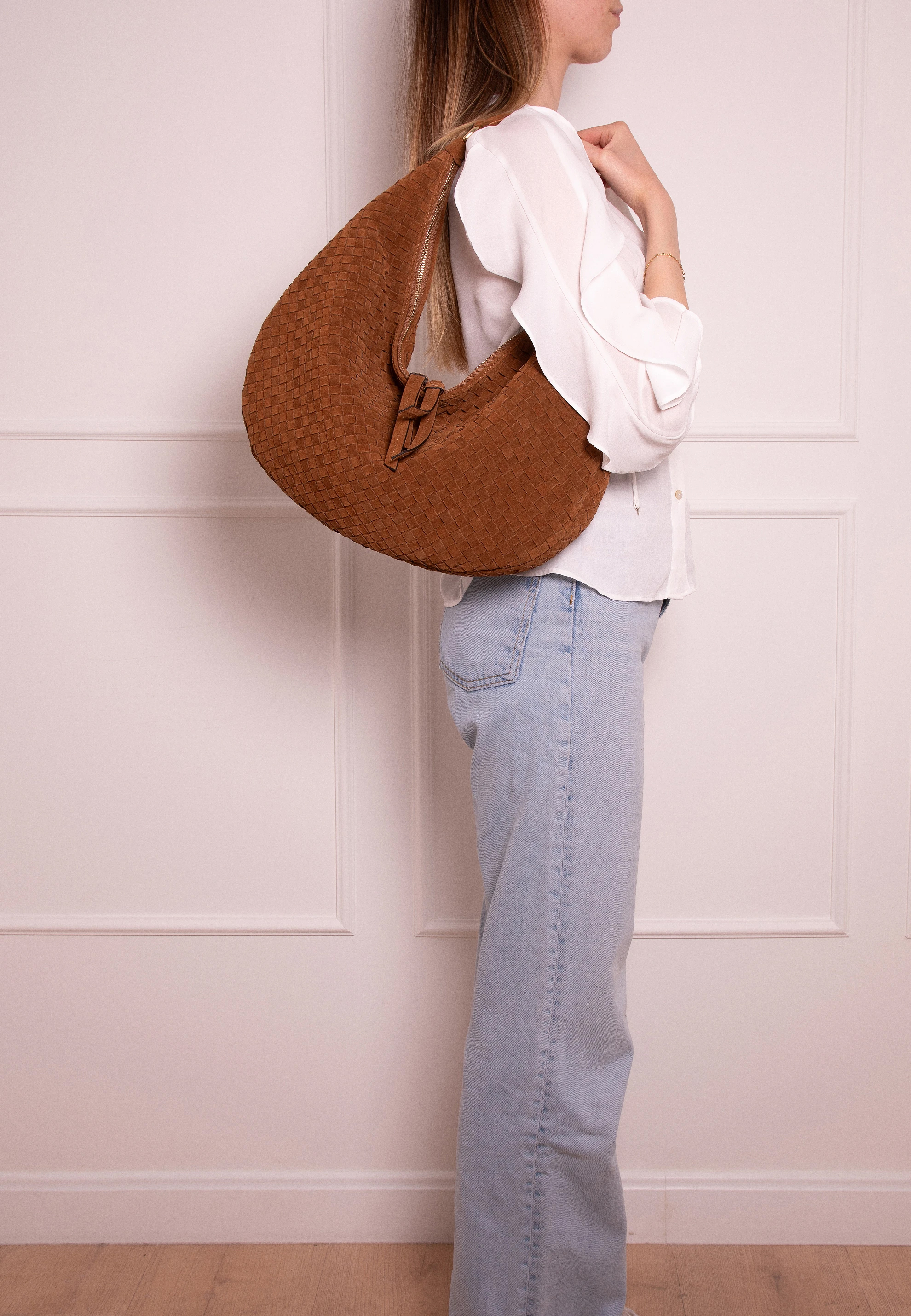 Hobo NANA small Leather Suede woven
