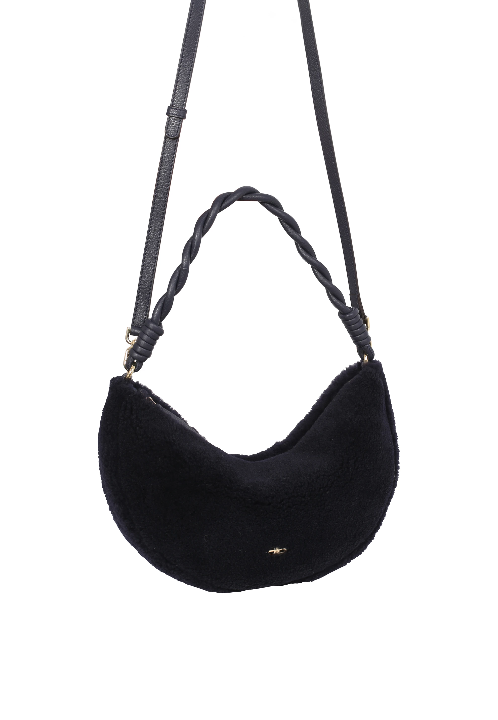 Schultertasche MOON Leder Shearling