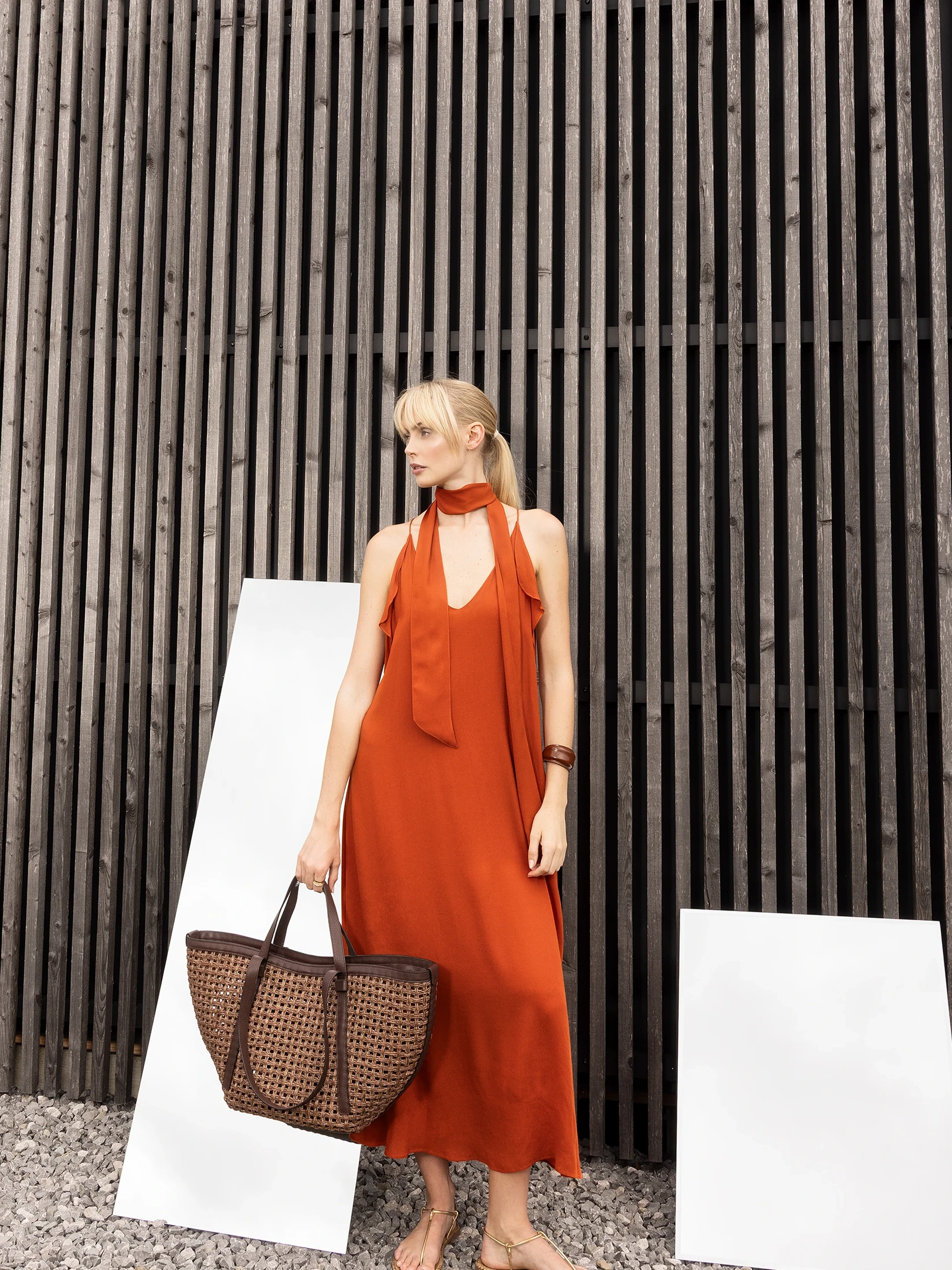 Shopper COSMO large Raffia/pelle