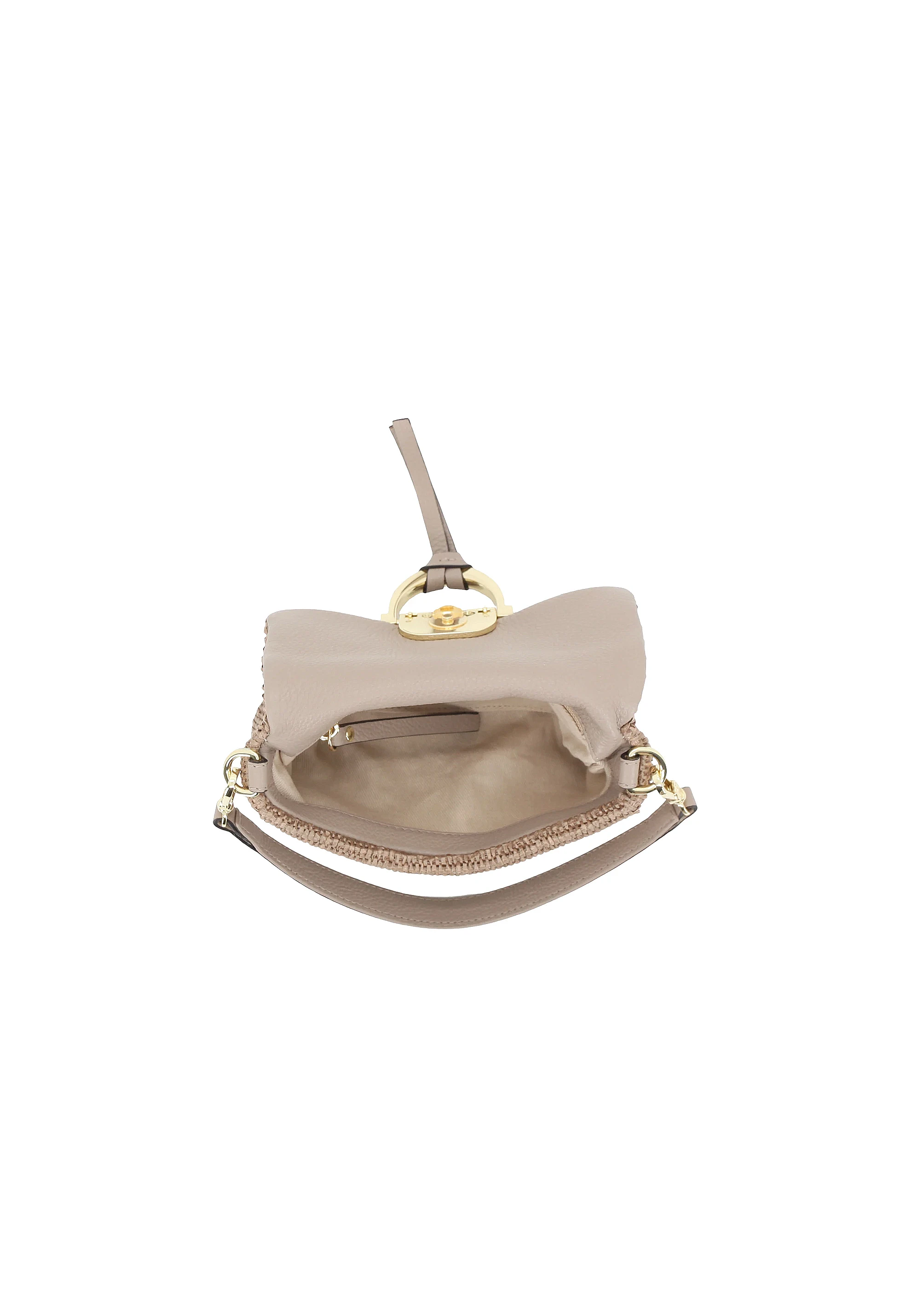 Schultertasche TEMI Leder Raffia