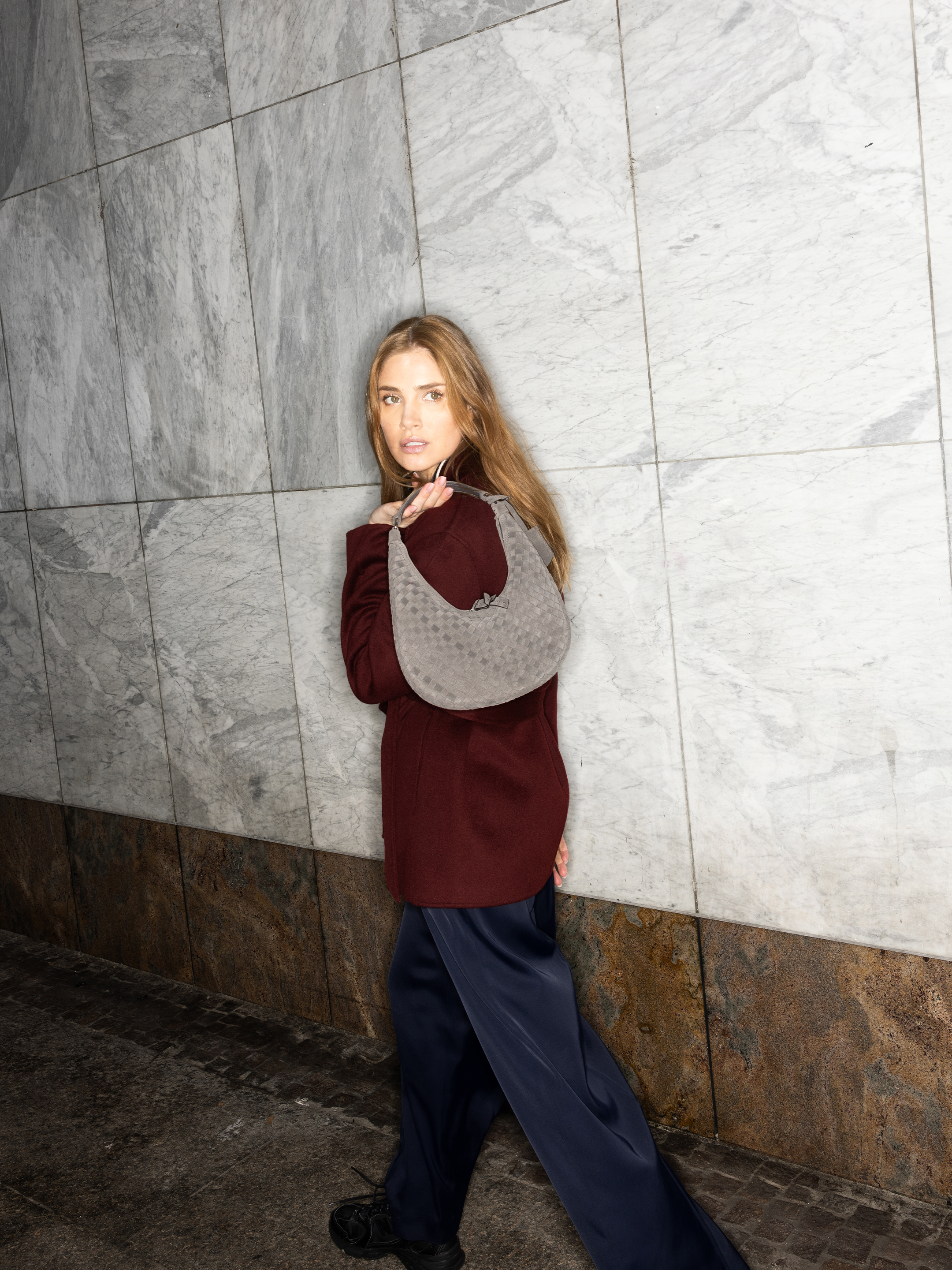 Beutel NANA mini Leder Suede weaving
