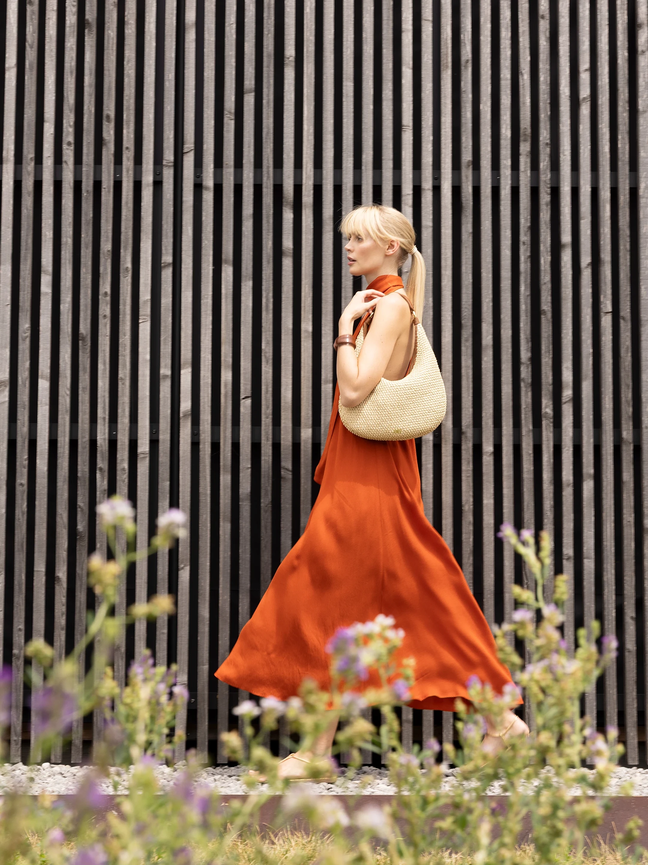 Beutel NANA mini Raffia Maglia/Leder